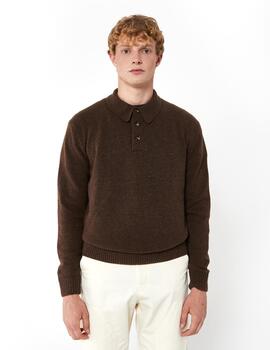 Jersey Pompeii Brand Cacao Wool Knitted Polo para hombre
