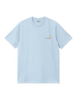 Camiseta Carhartt Wip S/S American script celeste de hombre