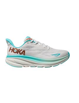 Zapatillas Hoka Clifton 9 blanca con azulón de mujer