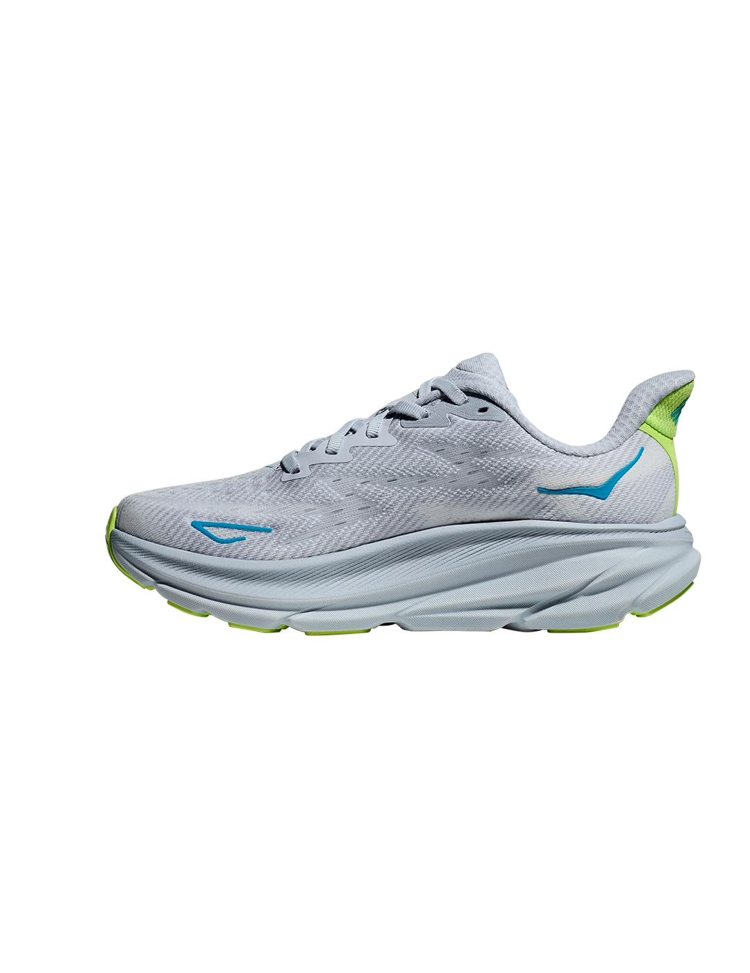 Zapatillas Hoka Clifton 9 azul con lima de mujer