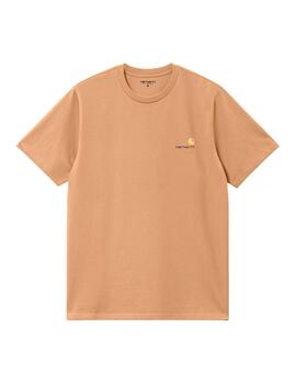 Camiseta Carhartt Wip S/S American Script marrón de hombre