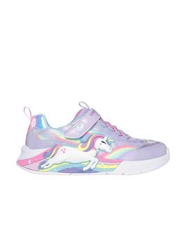 Zapatillas Skechers Unicorn Chaser de luces malva de niña