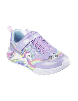 Zapatillas Skechers Unicorn Chaser de luces malva de niña