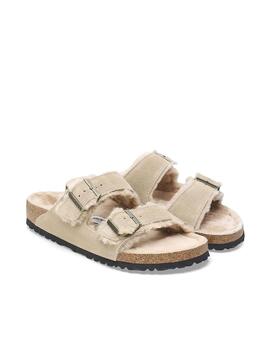 Sandalias Birkestock Arizona Shearling beige de mujer