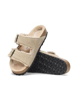 Sandalias Birkestock Arizona Shearling beige de mujer