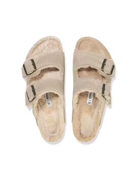 Sandalias Birkestock Arizona Shearling beige de mujer