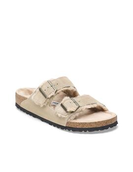 Sandalias Birkestock Arizona Shearling beige de mujer