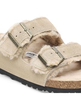 Sandalias Birkestock Arizona Shearling beige de mujer