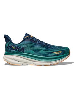 Zapatillas Hoka Clifton 9 azul y verde de hombre