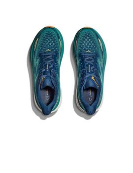 Zapatillas Hoka Clifton 9 azul y verde de hombre