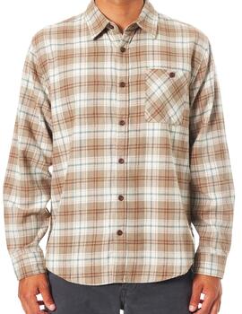 Camisa Katin Derek Flannel beige cuadros de hombre