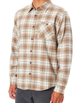 Camisa Katin Derek Flannel beige cuadros de hombre