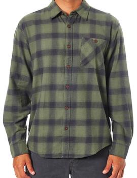 Camisa Katin Derek Flannel verde cuadros de hombre