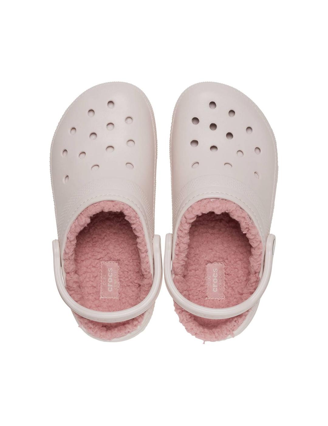 Zuecos Crocs Classic Lined Clog rosa de mujer