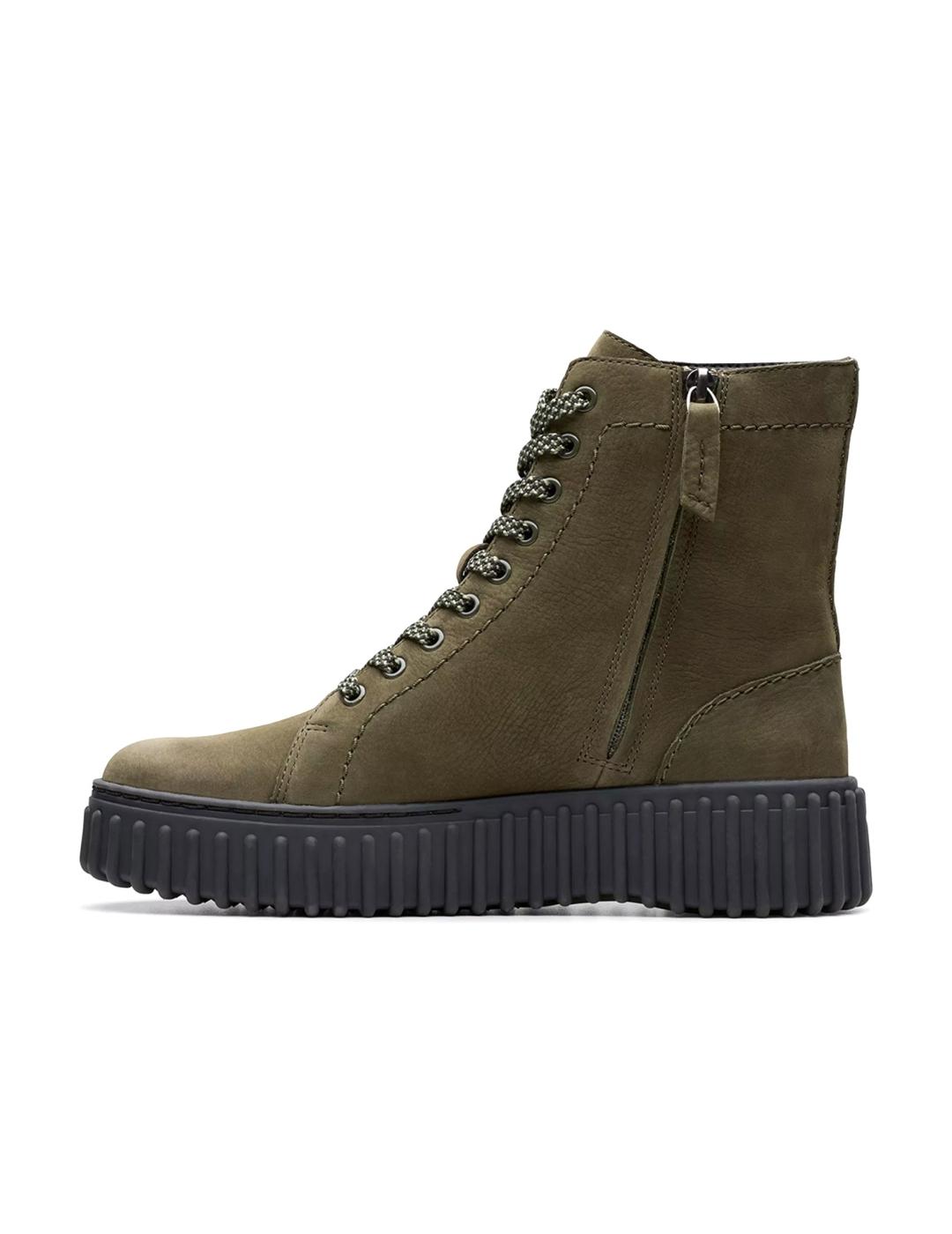 Botas Clarks Torhill Rise nubuck verde oscuro de mujer