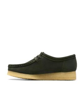 Zapatos Clarks Wallabee verdes en ante para mujer