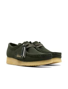 Zapatos Clarks Wallabee verdes en ante para mujer