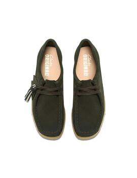 Zapatos Clarks Wallabee verdes en ante para mujer