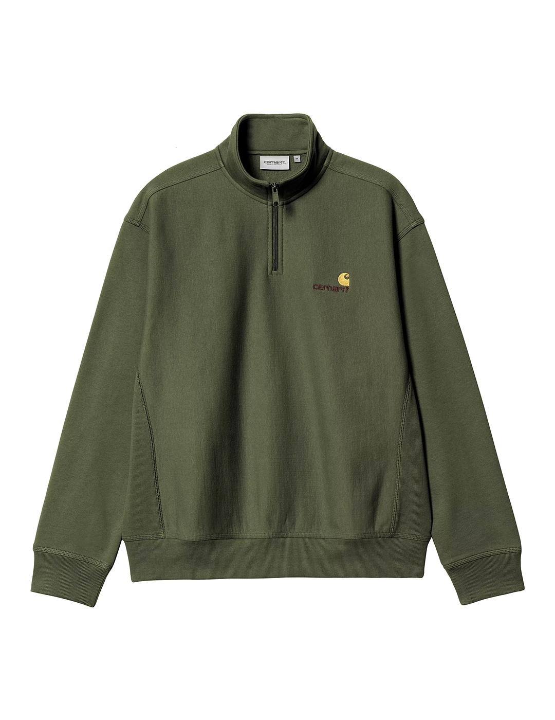 Sudadera Carhartt Wip Half Zip American Script verde hombre