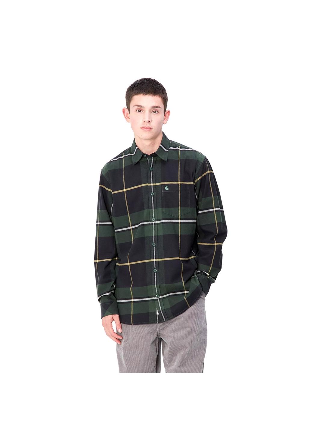 Camisa Carhartt Wip L/S Garnett Check verde marino de hombre