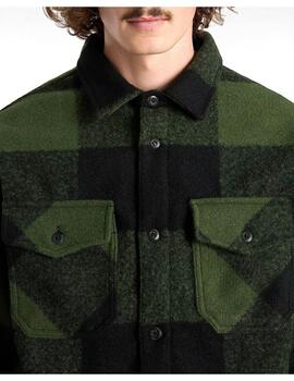 Sobrecamisa Vans Denby Fuzzy Shacket negra y verde de hombre