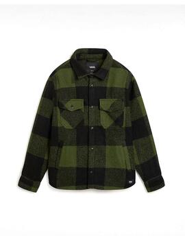 Sobrecamisa Vans Denby Fuzzy Shacket negra y verde de hombre