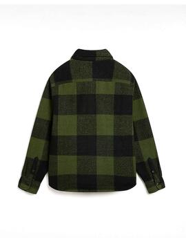 Sobrecamisa Vans Denby Fuzzy Shacket negra y verde de hombre