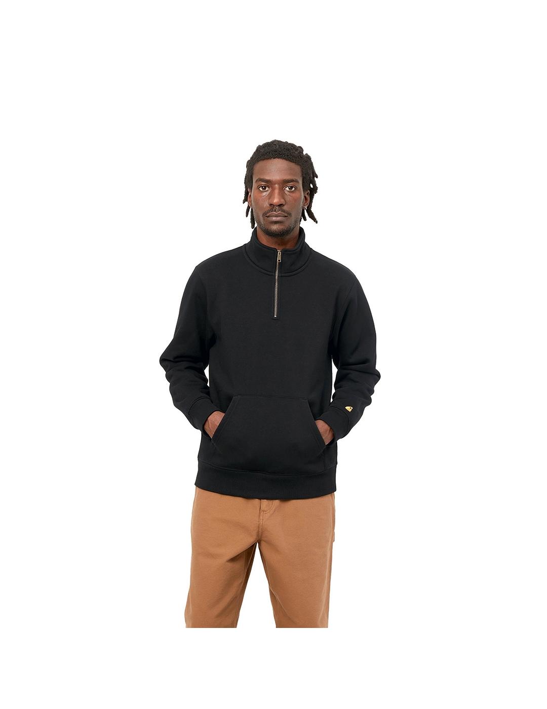 Sudadera Carhartt Wip Chase Neck Zip black/gold para hombre