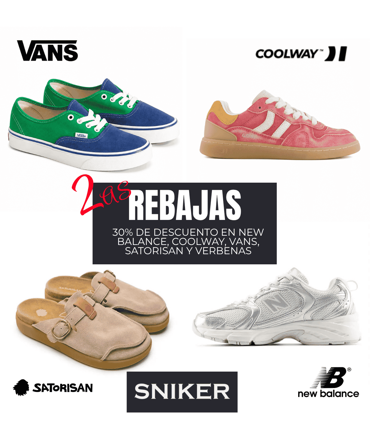 segundas rebajas zapatillas sneakers Vans New Balance Coolway Satorisan Verbenas Hoff 