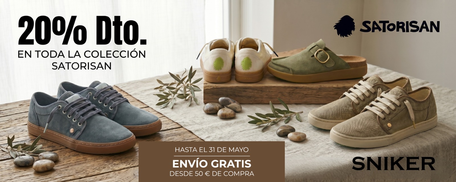 descuento 20% en zapatillas Satorisan Promoción sneakers en Sniker.es tu tienda de zapatillas deportivas y moda sport casual en Ourense Galicia