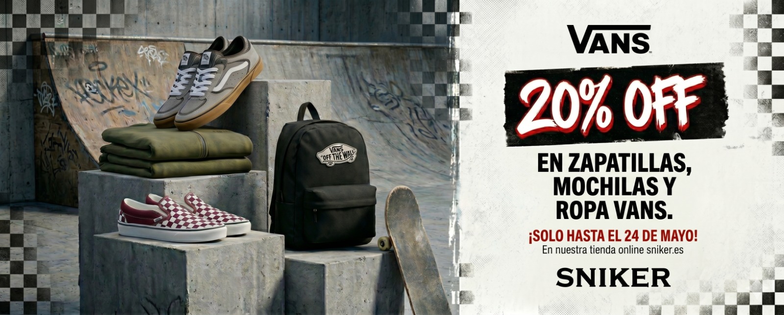 descuento 20% en zapatillas Vans Promoción sneakers en Sniker.es tu tienda de zapatillas deportivas y moda sport casual en Ourense Galicia