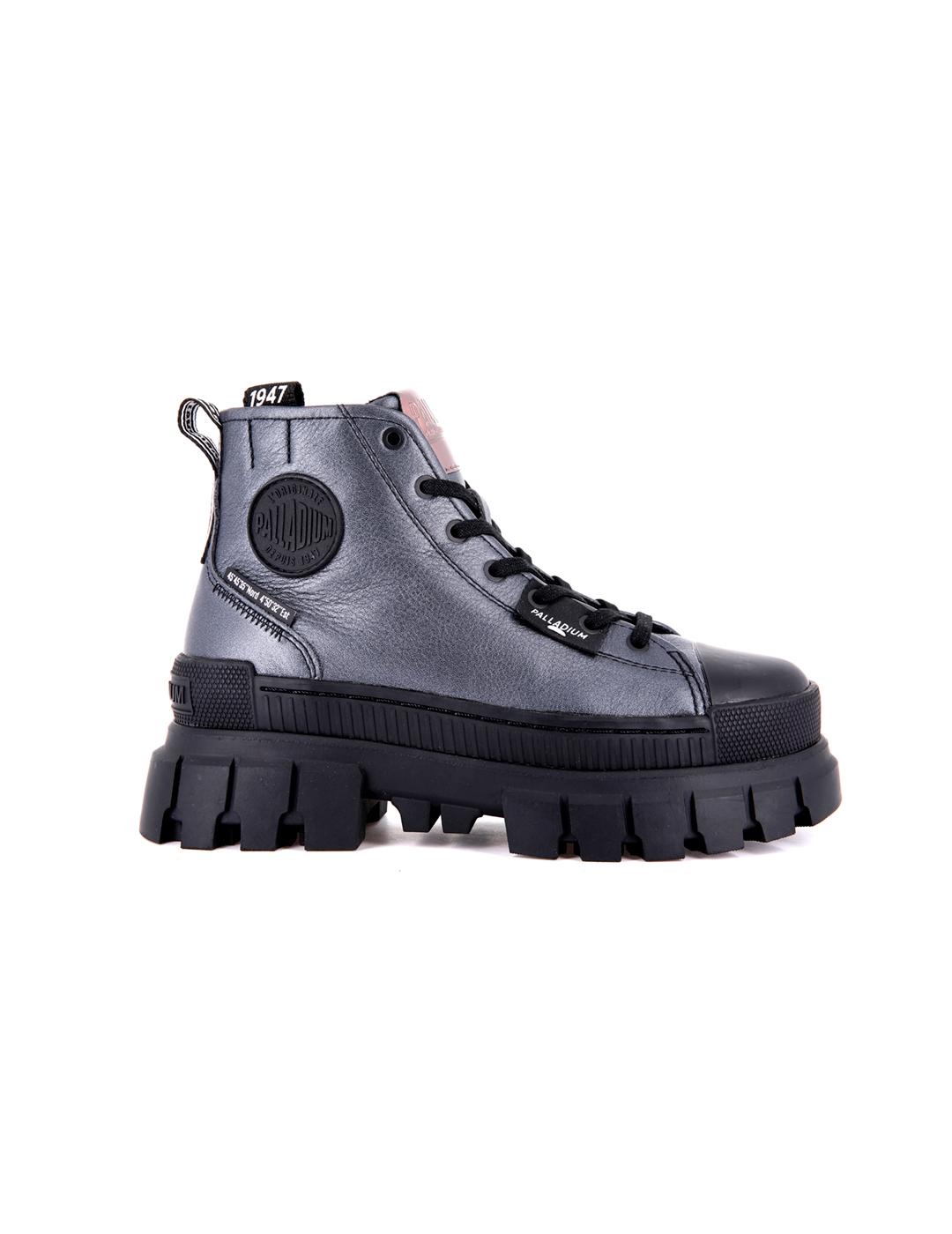 Botas Palladium Revolt Hi Metal plateada mujer