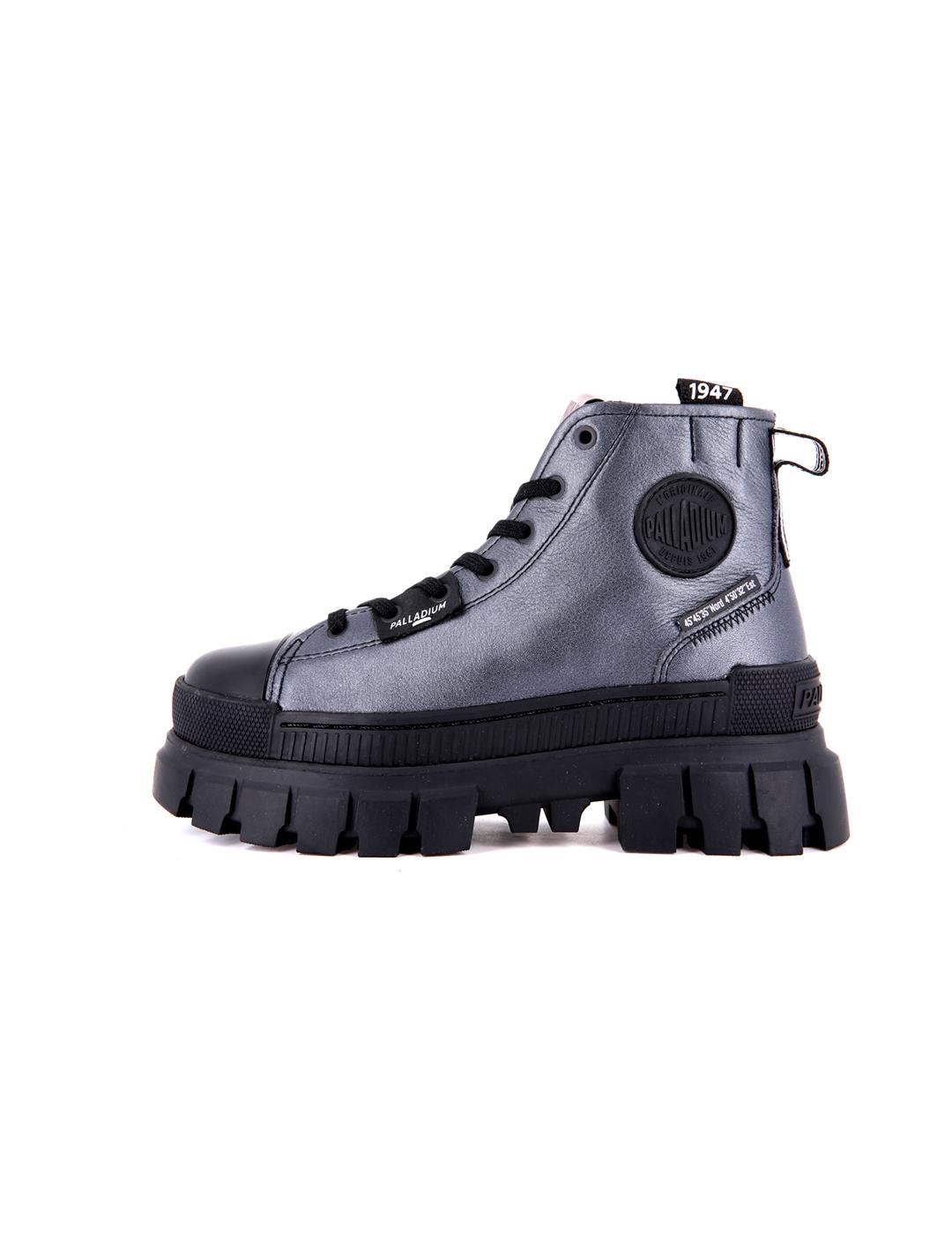 Botas Palladium Revolt Hi Metal plateada mujer