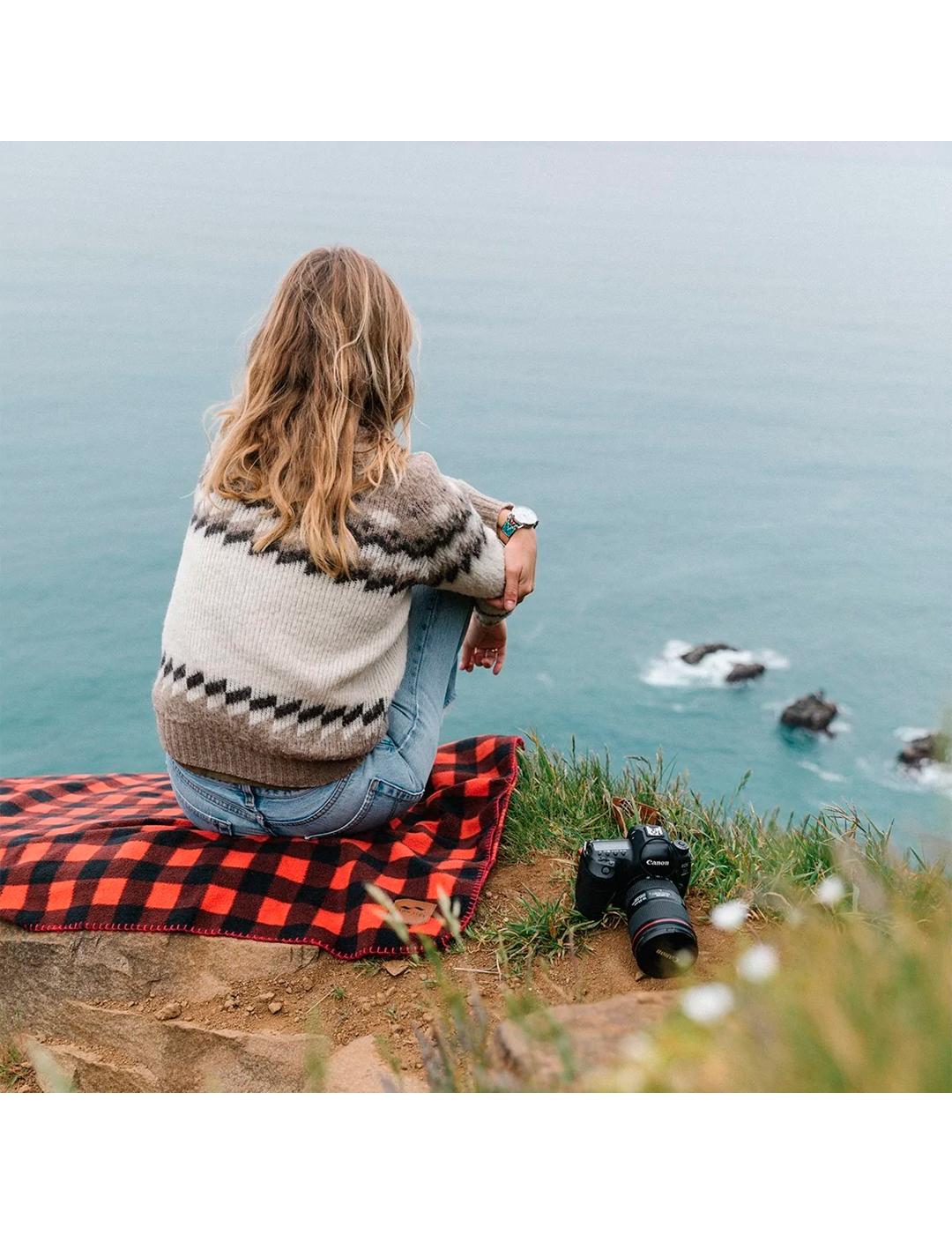 Manta Slowtide Yukon Fleece cuadros rojos unisex