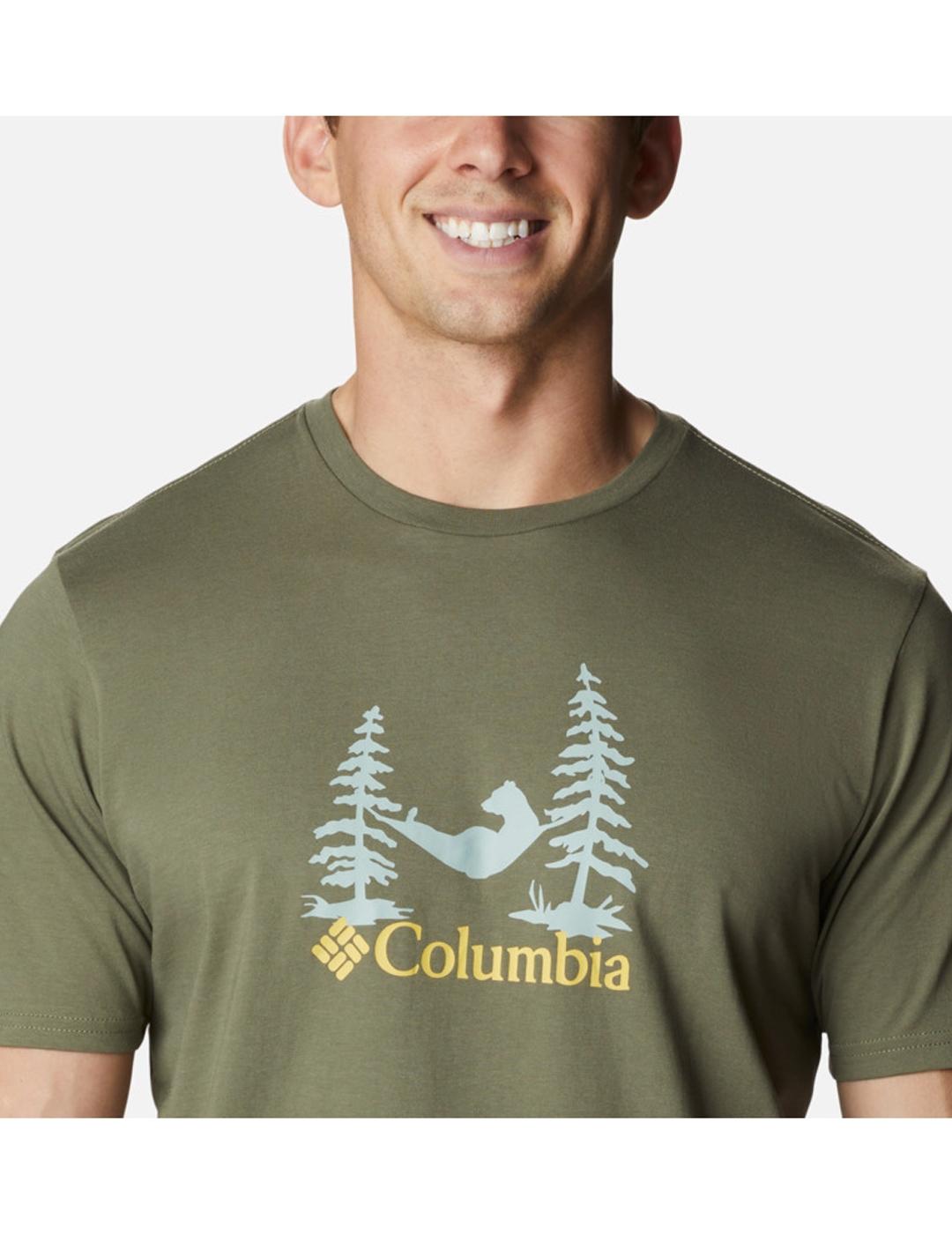 Camiseta Columbia Rockaway River stone green para hombre