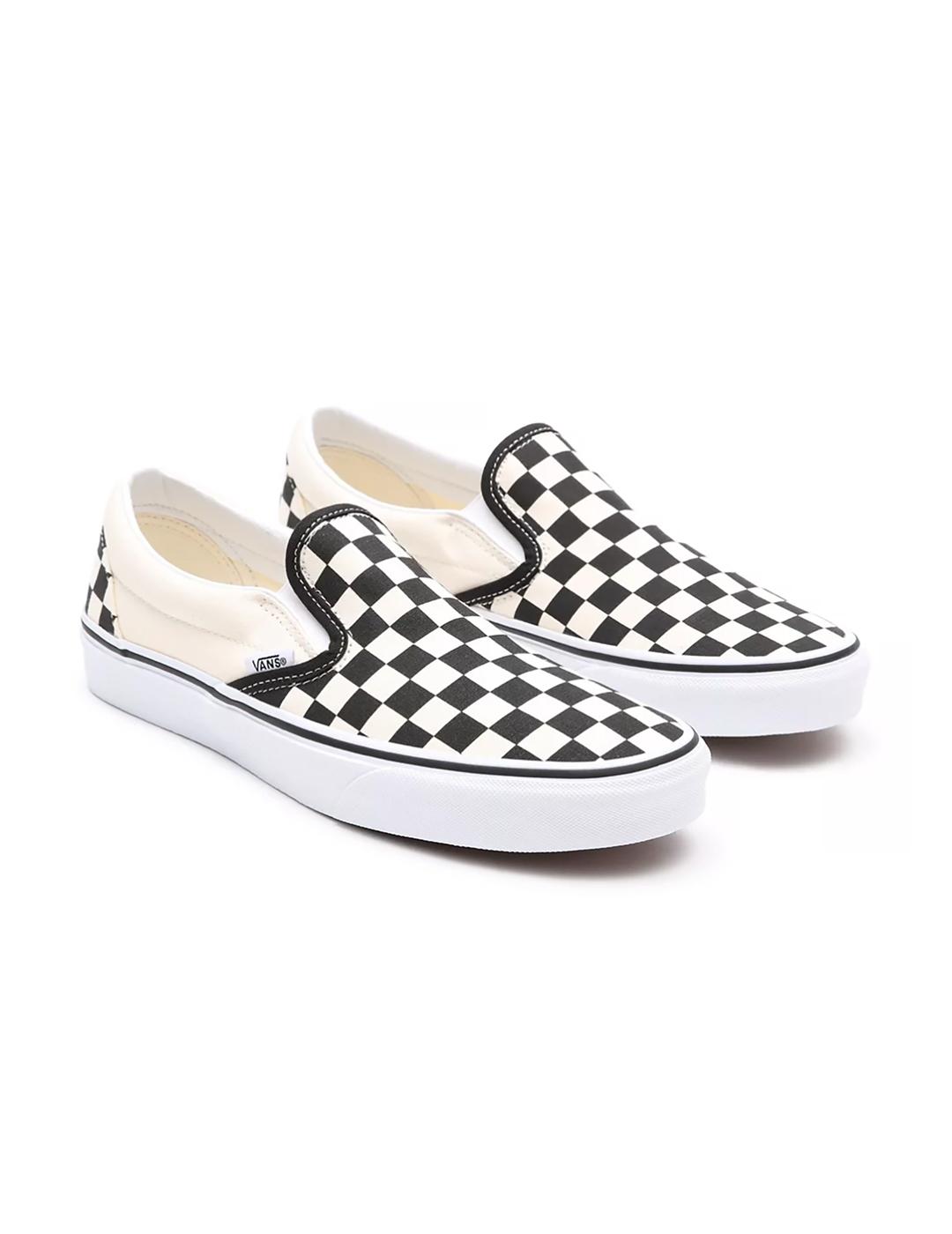 Zapatillas Vans Classic slip-on check blanca negra