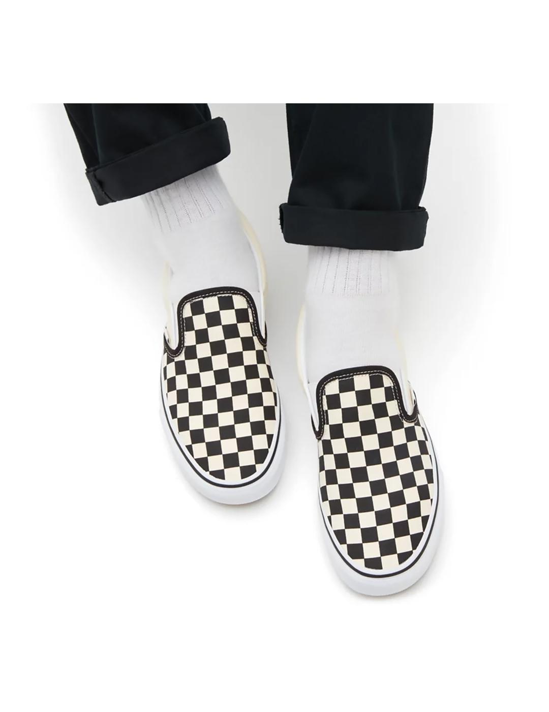 Zapatillas Vans Classic slip-on check blanca negra