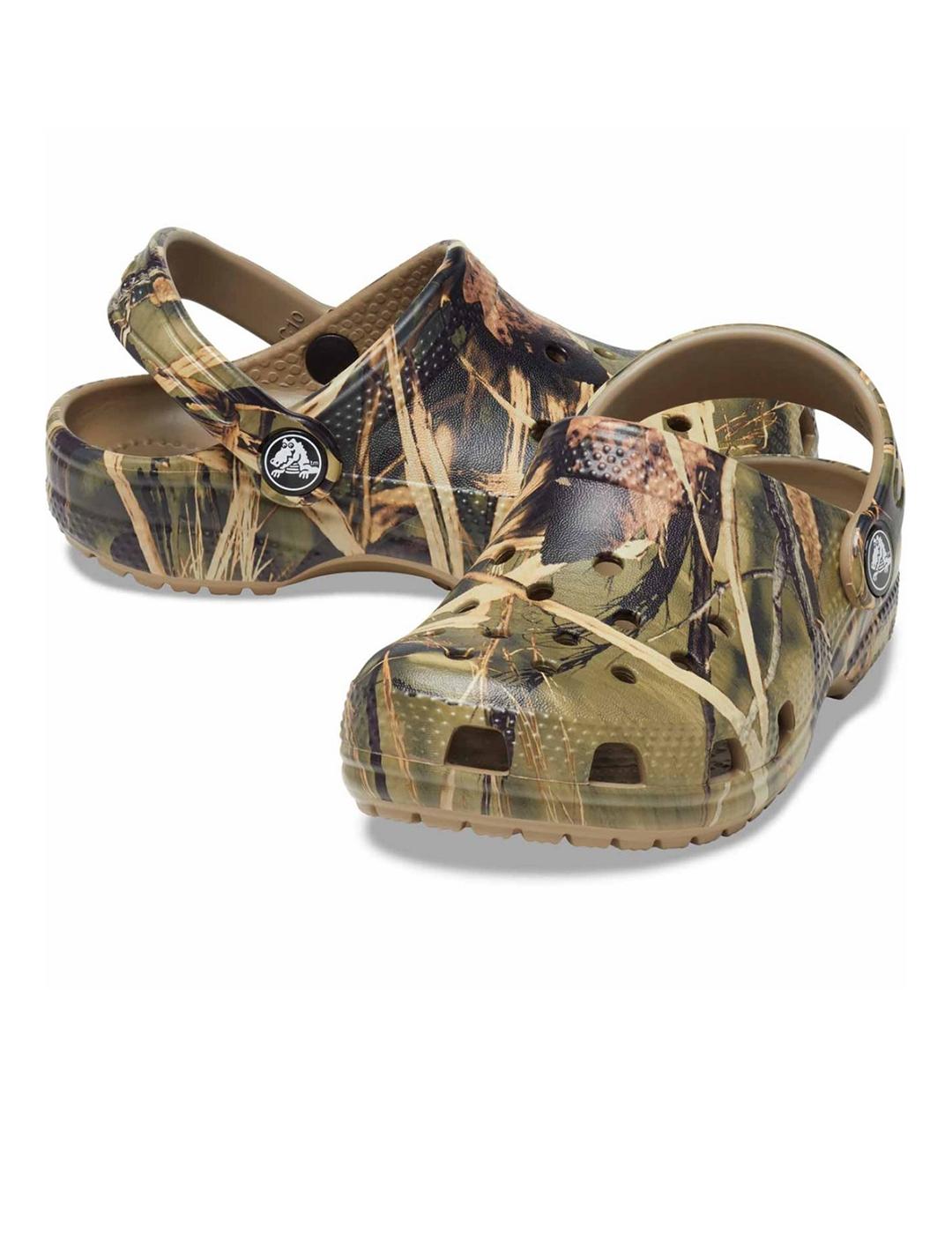 Zuecos Crocs Classic Realtree Clog T khaki para niño