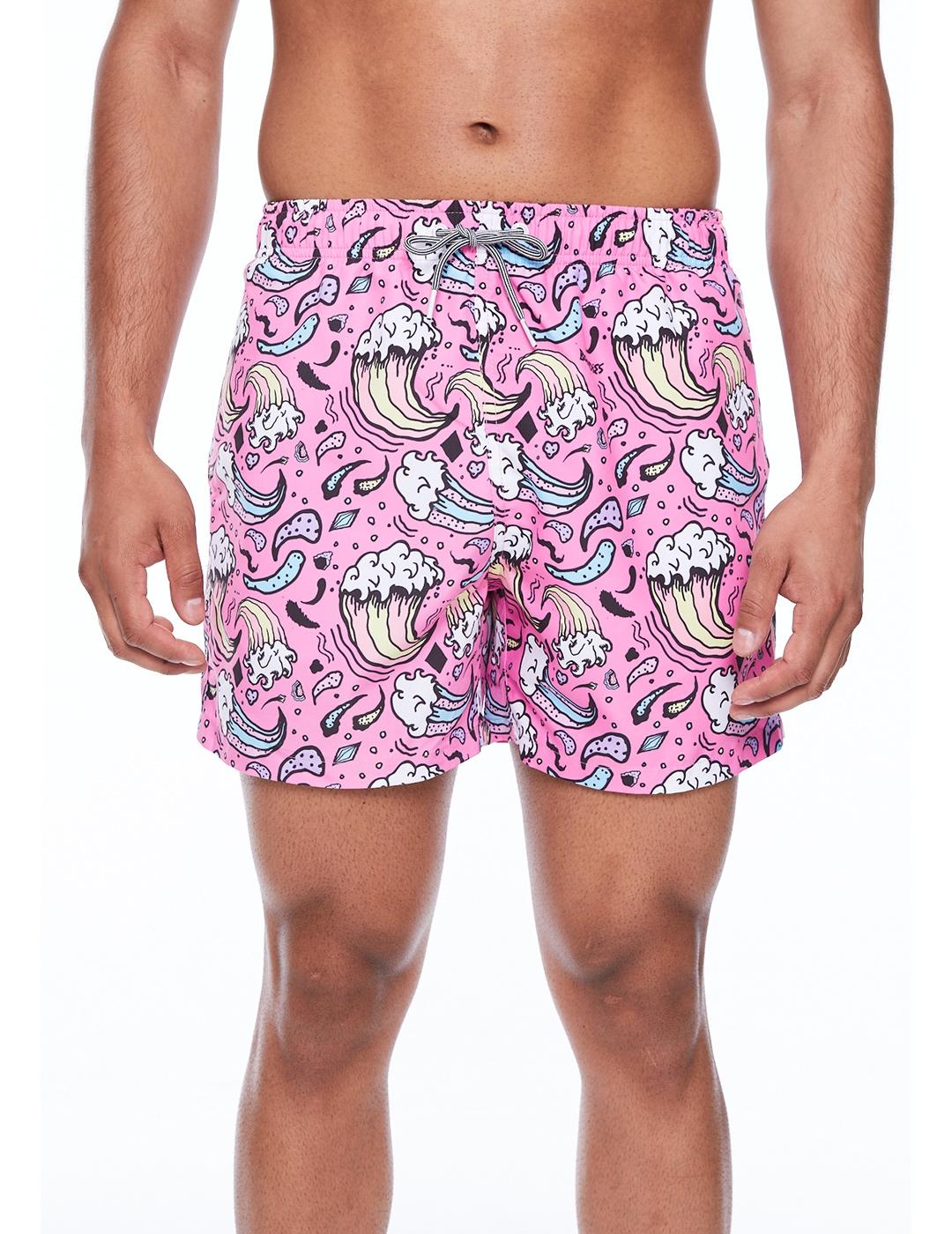 Bañador Boardies Wavey Days mid length pink para hombre