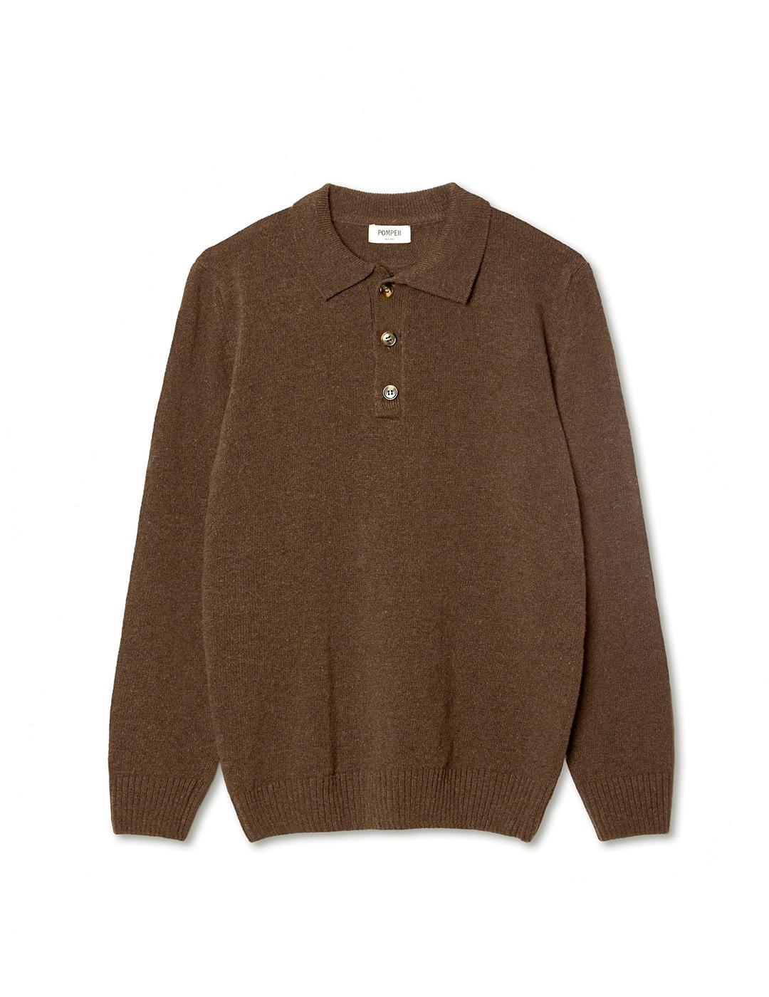 Jersey Pompeii Brand Cacao Wool Knitted Polo para hombre