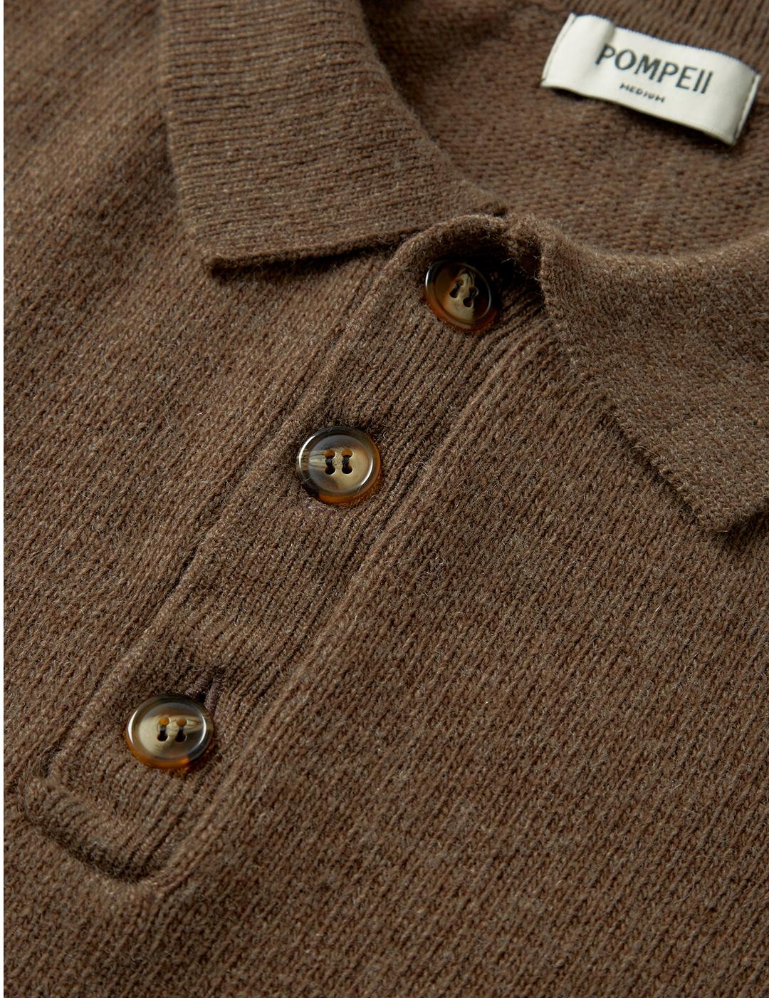 Jersey Pompeii Brand Cacao Wool Knitted Polo para hombre