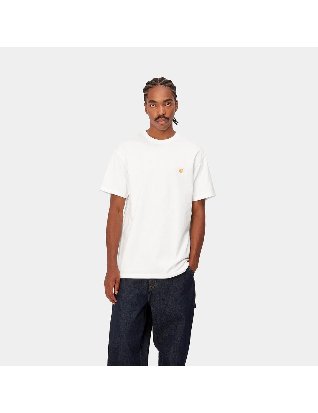 Camiseta Carhartt Wip S/S Chase white/gold para hombre