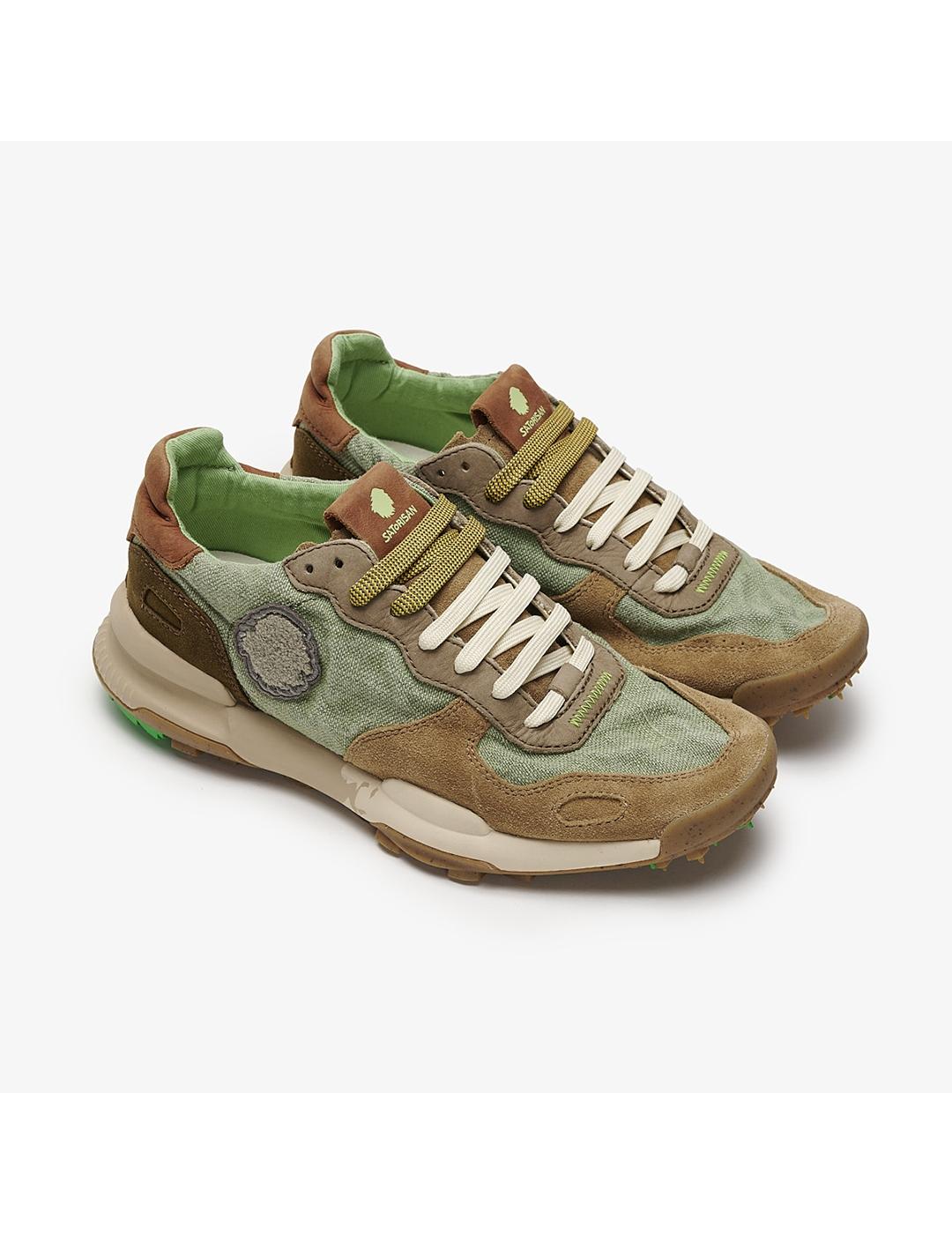 Zapatillas Satorisan Chacrona Linen verde camel de hombre
