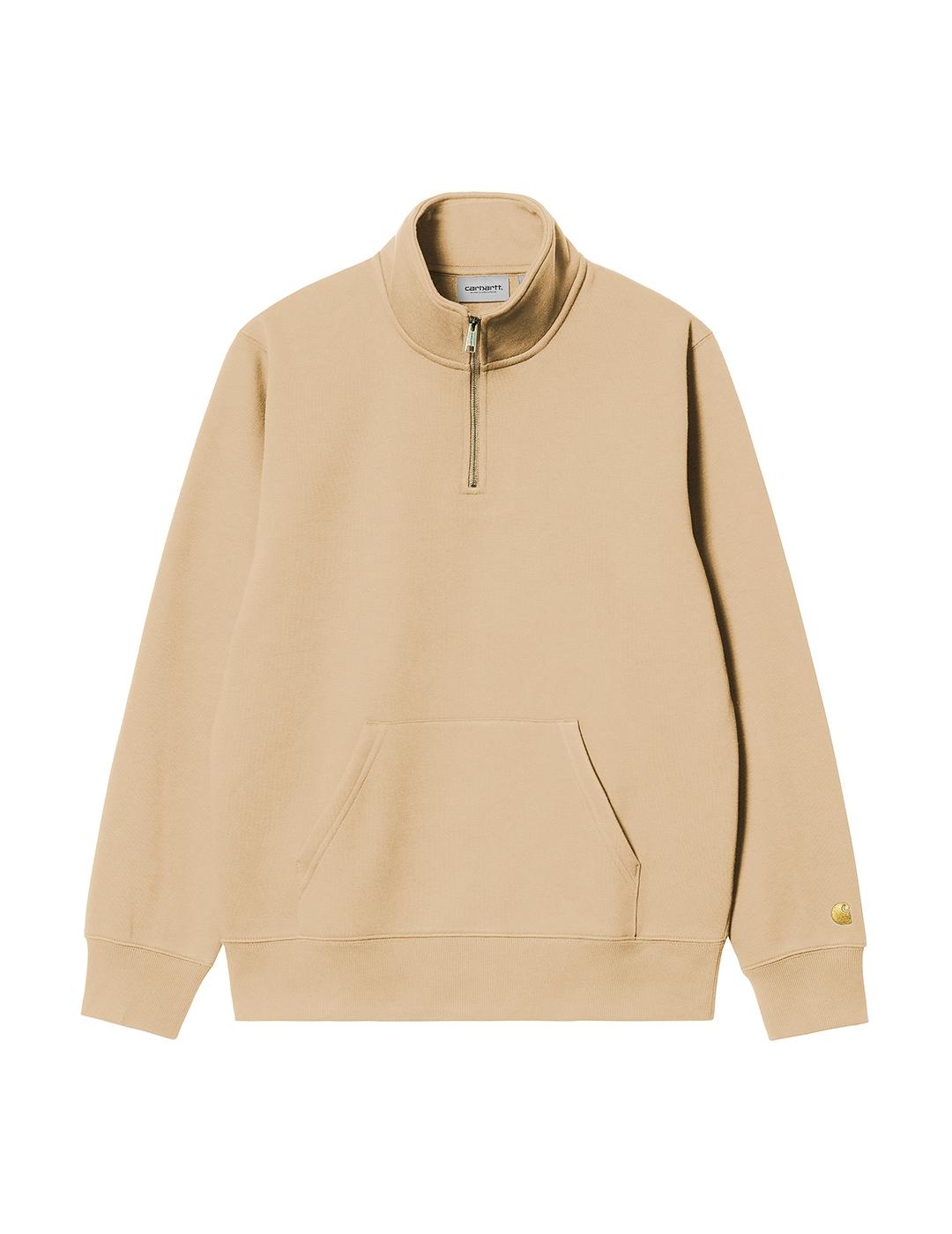 Sudadera Carhartt Wip Chase Neck Zip beige de hombre