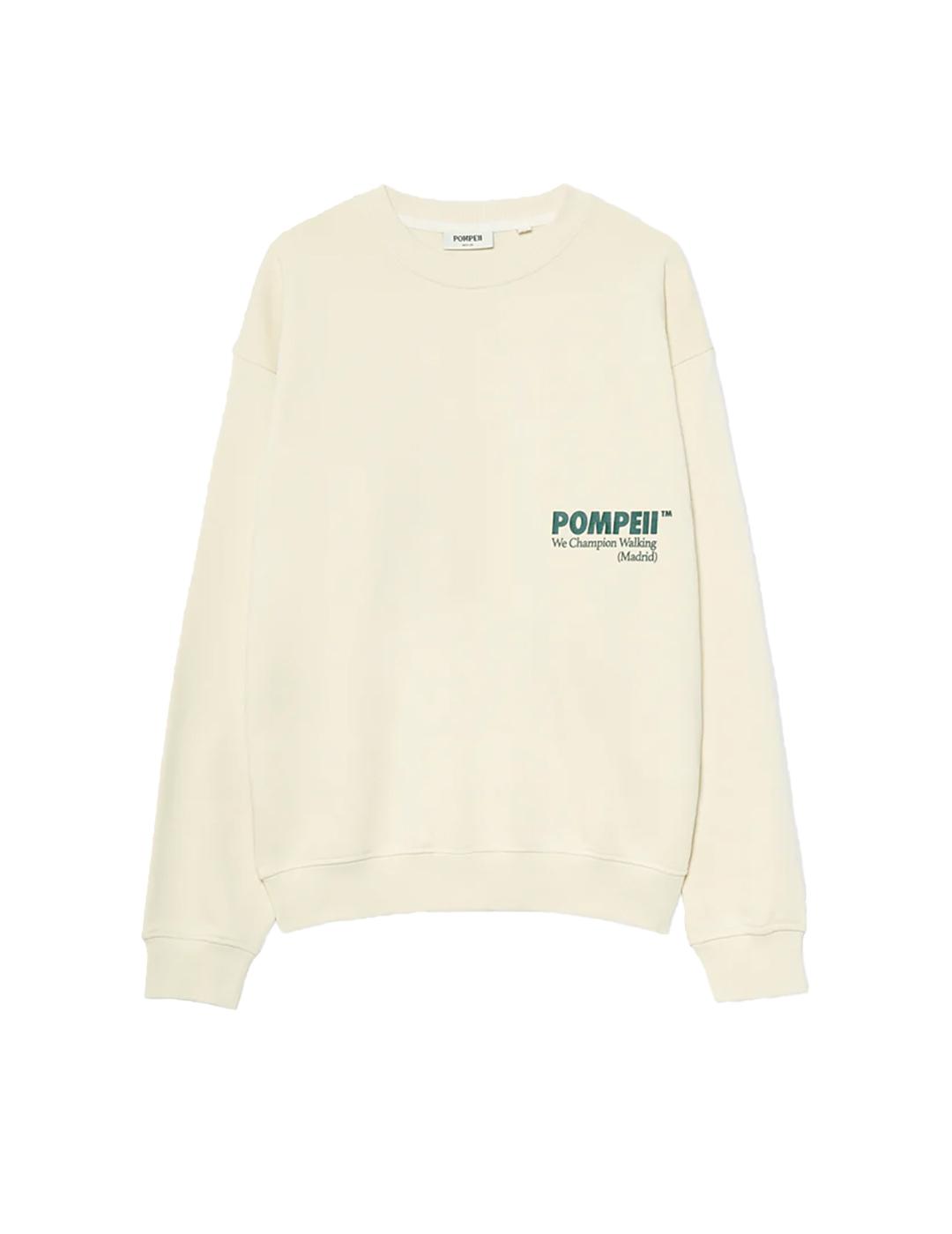 Sudadera Pompeii Cream Logo Crew Neck crudo de hombre