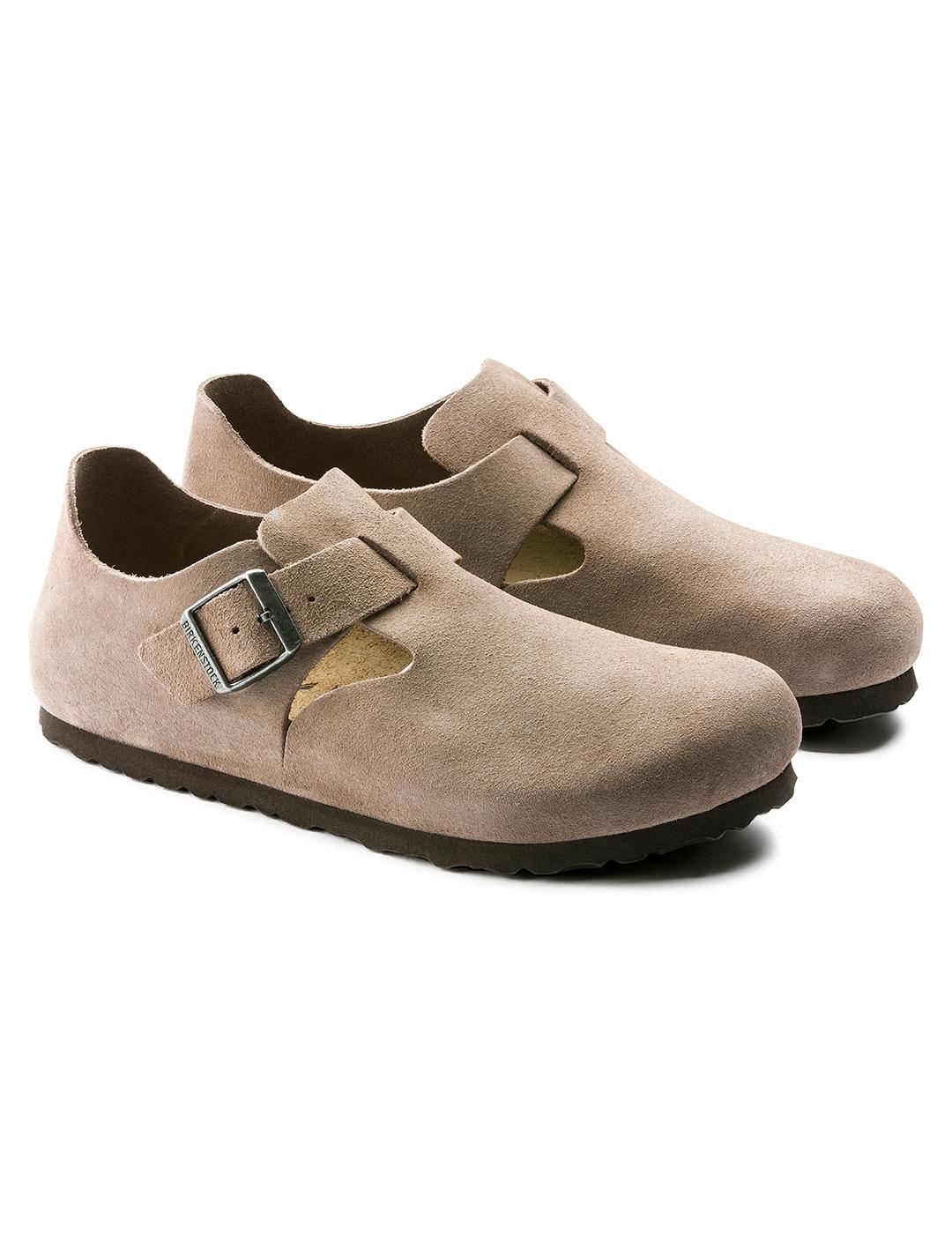 Zuecos Birkenstock London ante gris de mujer