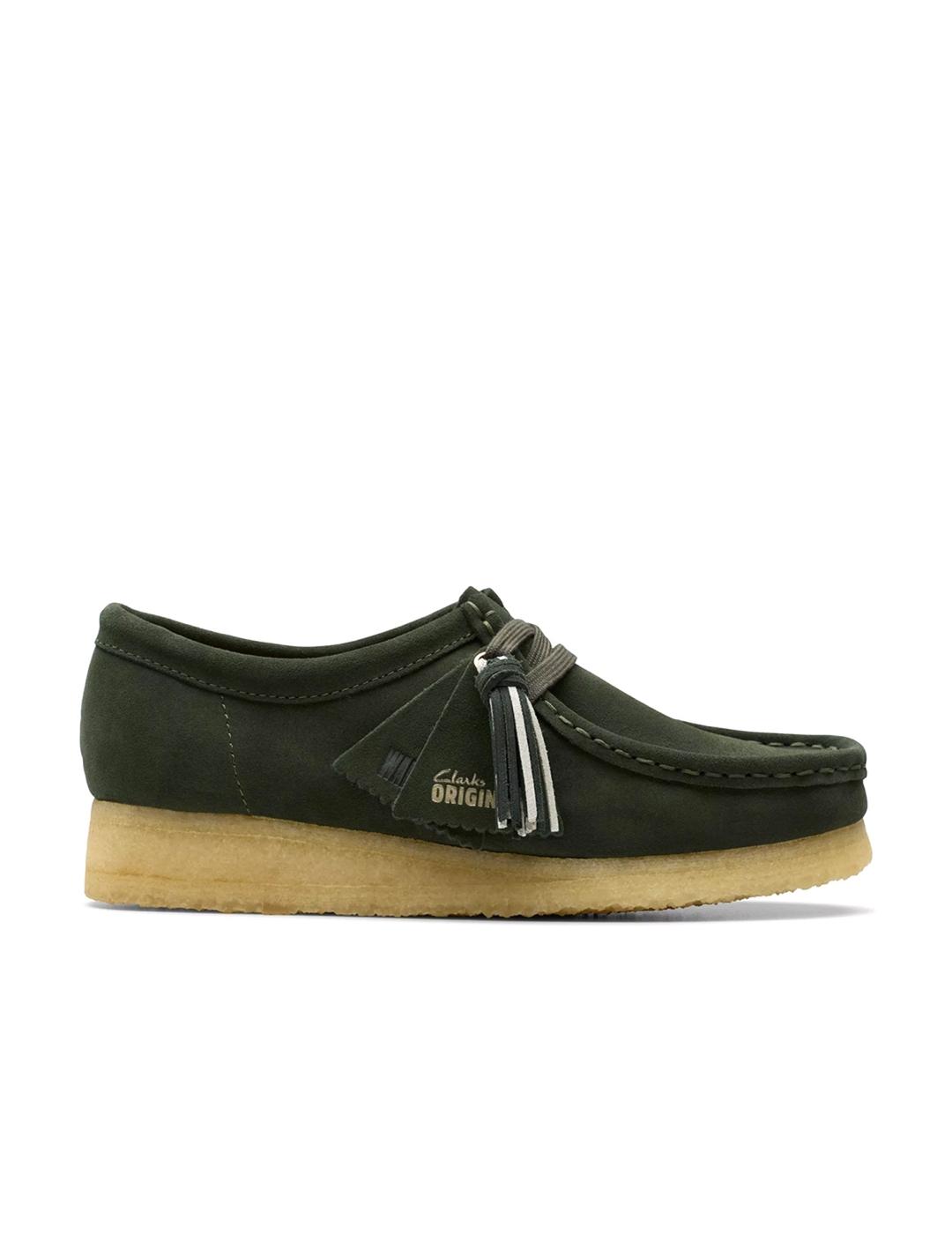 Zapatos Clarks Wallabee verdes en ante de hombre