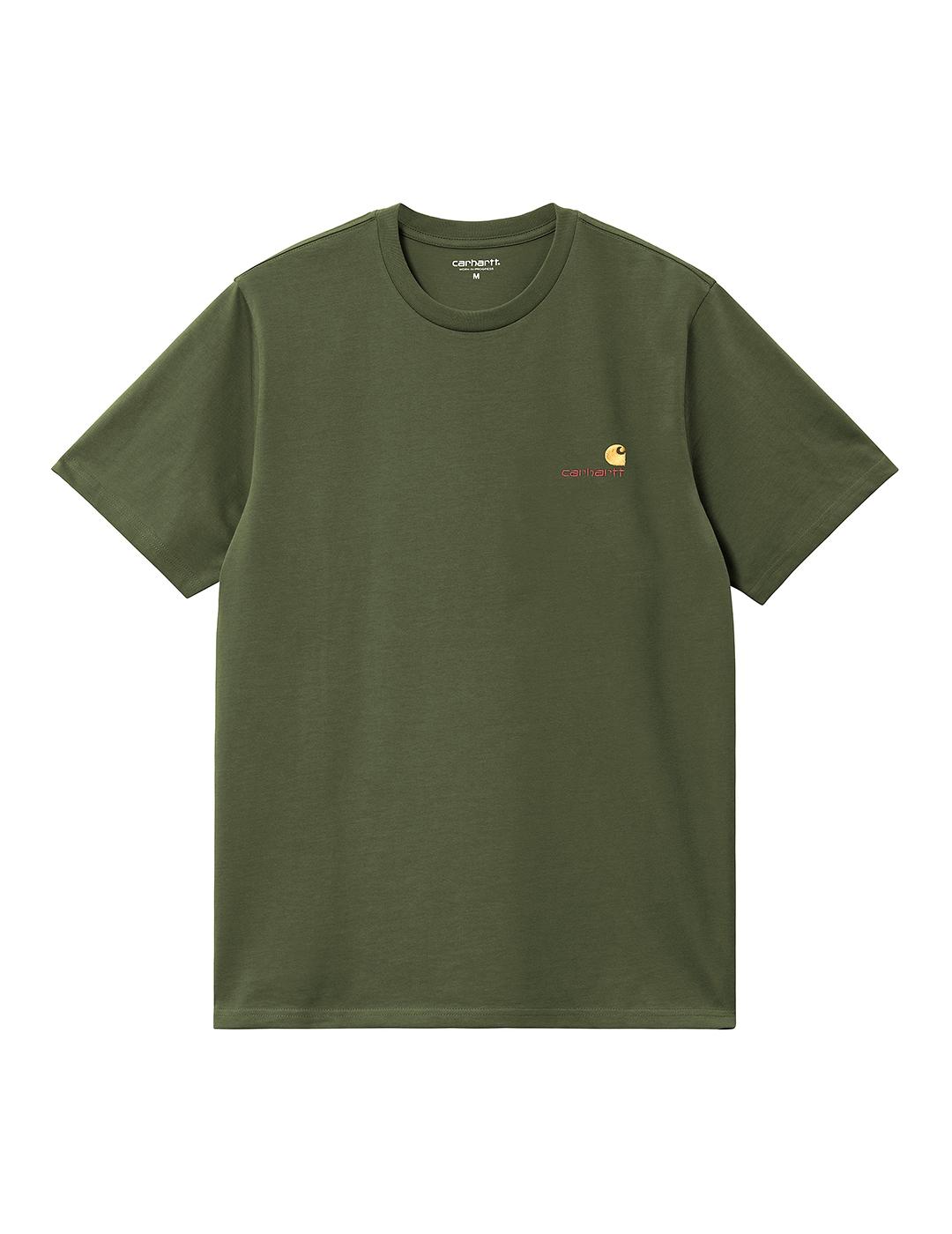 Camiseta Carhartt Wip S/S American Script verde de hombre