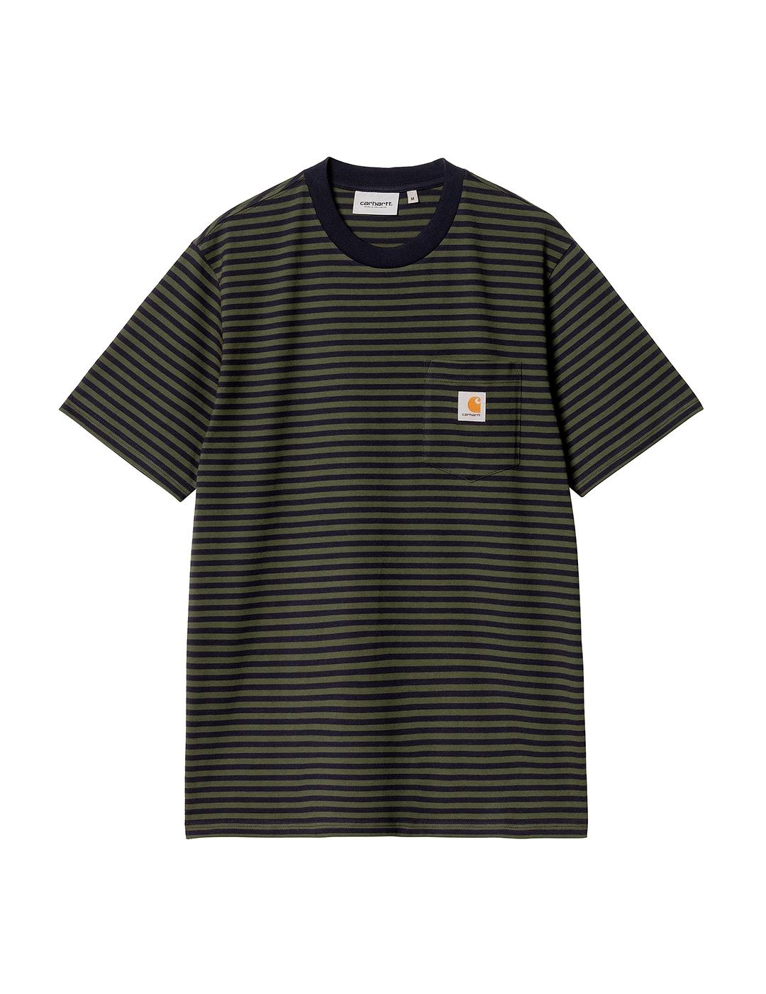 Camiseta Carharrt Wip Verner azul con marrón de hombre