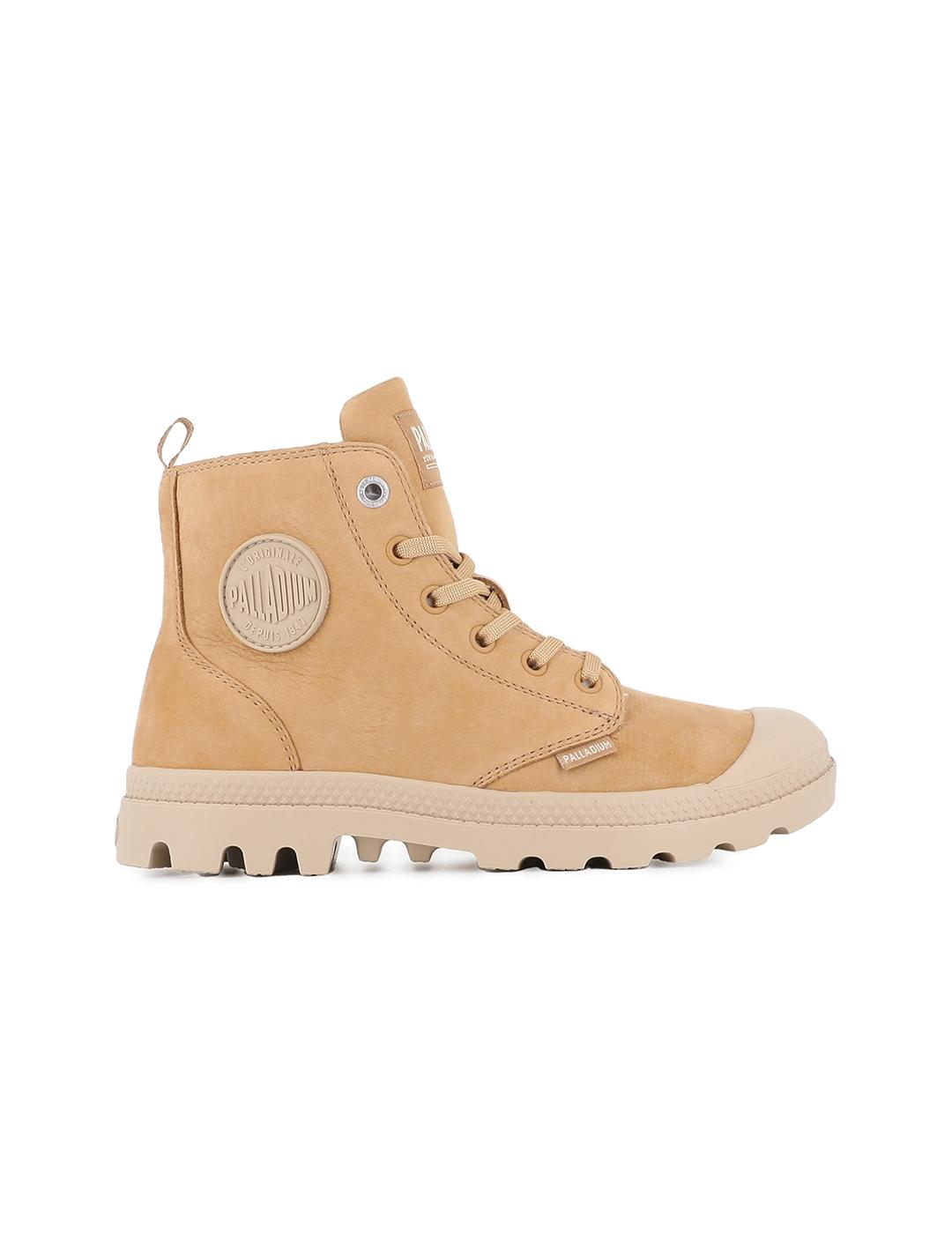 Botas Palladium Pampa Hi Zip con pelo camel de mujer